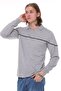Long Sleeve T-Shirt Combed Cotton Polo Collar 100% Cotton Gray Melange Men - 6