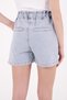 Unlined Mom Fit Women's Denim Shorts with Elastic Waist and Lace-Up Pockets Snow Light Blue Summer - 2