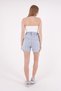 Unlined Mom Fit Women's Denim Shorts with Elastic Waist and Lace-Up Pockets Snow Light Blue Summer - 6