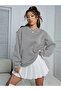 Gray Crew Neck Basic Oversize Sweatshirt - 2