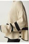 Black Stripe Detailed Oversize Fit Side Button Detailed Round Collar Long Sleeve Cream Sweater 24k1412 - 5