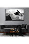 Hari̇kabi̇rev | Black-White Horse Table | Framed Glass Table Single Horizontal