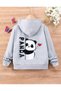 Girl's Cute PANDA Printed GRAY Zipper Cardigan