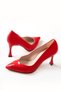 Red Patent Leather Stiletto Women's Heeled Shoes V Model New Season Style Heel Original Brand - 6