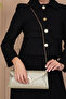 Women's Gold Glitter Evening Dress, Clutch Evening Bag - 5