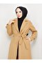 KMKKOMBİN WOMEN'S BUTTONLESS BELTED SLEEVE CUFFED CACHET COAT - 8