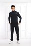 Men's Navy Blue Daily Double Cotton Fabric Tracksuit Set