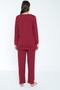 Lace Detailed Claret Red Maternity and Maternity Pajamas Set Suitable for Breastfeeding - 4