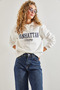 Women's White Printed Three Thread Ribbed Sweatshirt 40991026