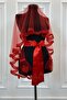 Red Bridal Veil Set, Glass Beads and Sequins Printed Henna Veil Set 6 Pieces