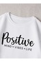 Women's White Positive Printed Oversize Crew Neck Sweatshirt - 3