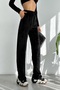 Wide Leg French Velvet Trousers Black - 4