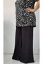 Black Elastic Wide Leg Combed Cotton Viscose Summer Trouser Skirt with Waist Corsage - 8