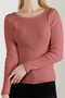 Women's Dusty Rose Boat Neck Knitwear Sweater - 3