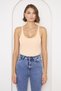 Women's Cotton Fabric Back Cross Strap Detailed Orange Body Bodysuit 13501