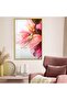 Gold Metal Framed Colorful Flower Modern Drawing Unbreakable Glass Painting