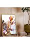 Modern Drawing Colorful Flower Unbreakable Glass Painting with Gold Metal Frame - 2