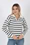 V Polo Neck Black Striped Women's Sweater - 6