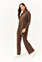 Women's Bitter Brown Slit Top and Bottom Palazzo Corded Fabric Set TKM-19000180 - 4