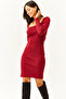 Women's Red Square Collar Lycra Dress ELB-19001612