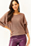 Woman's Dusty Rose Braided Bat Oversize Knitwear Sweatshirt