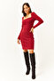 Women's Red Square Collar Lycra Dress ELB-19001612 - 2