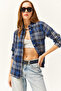 Women's Navy Blue Plaid Lumberjack Shirt GML-19001153