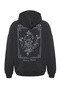 Antrasit Oversize/Geniş Kesim Kapüşonlu Çiçek Baskı İçi Polar/Sıcak Tutan Sweatshirt TMNAW24SW00100 - 7