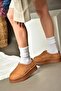 R612047302 Tan Suede Furry Inside Thick Sole Women's Slippers - 3
