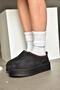 R612047302 Black Suede Thick Soled Women's Slippers with Hairy Inside - 2