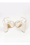 White Wedding Dress Shoes with Cross Straps and Shiny Rhinestones Platform - 8
