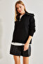 Women's Black Turtleneck Zippered Knitwear Sweater 20234197 - 3