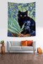 Black Cat in Flowers Stain Resistant Fabric Wall Cover Wall Carpet Tapestry - 2