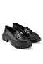 ®| Smart Women's Black 5cm High Special Thick Sole Hard Durable Stylish Style Loafer Shoes
