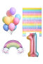 Colorful Birthday Party Set Rainbow Balloon Figure Foil Balloon Backdrop Set