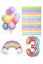 Colorful Birthday Party Set Rainbow Balloon Figure Foil Balloon Backdrop Set