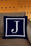 Navy Blue White Colored Letter Digital Printed Throw Pillow Cover