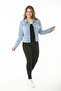 Women's Large Size Blue Metal Buttoned Lycra Denim Coat 65N37113 - 4
