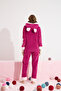 fuchsia Bottom-Top Wellsoft Hooded Embroidered Pajama Set - 4