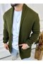 Cardigan Braided Shawl Collar Pocket Laser Cut Ripped Detail Non-Pilling Knitted Cardigan - 4
