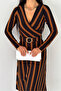 women's belted midi length striped dress KKLF48 - 3