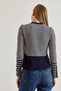 Women's Navy Blue Cream Buttoned Sleeves Striped Knitwear Sweater 20234212 - 2