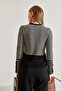 Women's Black Cream Buttoned Sleeves Striped Knitwear Sweater 20234212 - 2