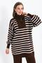 Women's Suit Zippered Striped Tunic Oversize Sweater Trousers Long Hijab Knitwear - 3