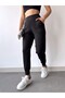 Women's Black High Waist Stretchy Jogger Sweatpants - 5