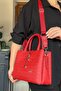 Medium Size Women's Shoulder Bag with Thick Straps Suitable for Daily Use 4091 Red - 3