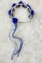 Cobalt Blue Fancy Bride Bridesmaid Henna Night Circumcision Wedding Tambourine with Three Dimensional Laser Flower and Ribbon 5 Pcs - 5