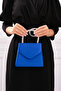 Women's Cobalt BlueBlue Satin Stone Handle Detailed Evening Dress Shoulder Bag - 2
