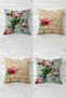 Birds on the Branch and Vintage Letter Concealed Zippered Throw Pillow Cover Seat Pillow Cover Set(4PCS)