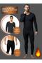 Underwear Lower Upper Men's Black Thermal Set